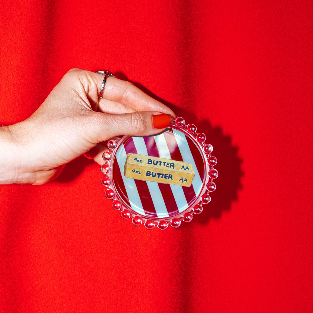 Striped Butter Trinket Dish