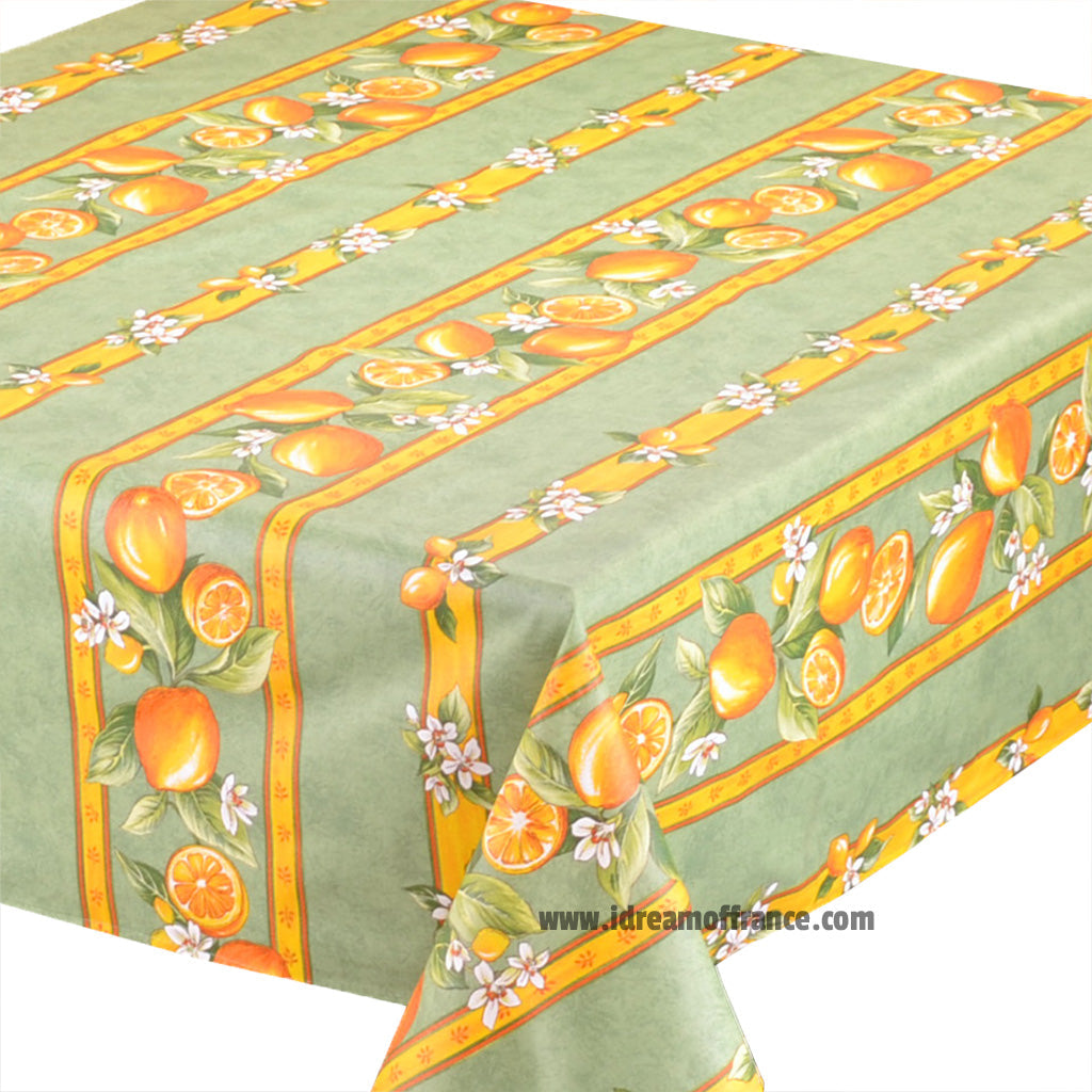 Lemons Green Spill-Proof Mahjong Tablecloth (58")