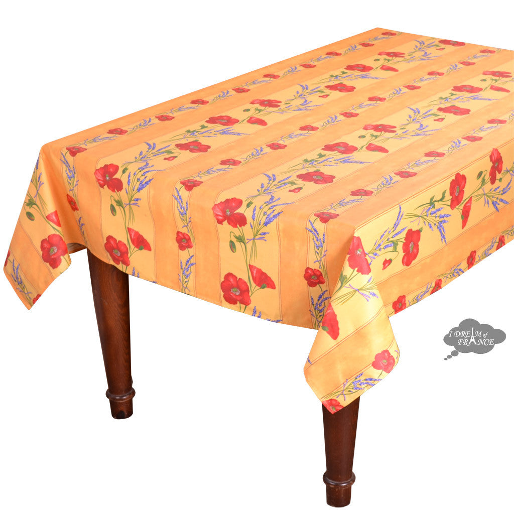 Poppies Yellow Spill-Proof Mahjong Tablecloth (58")