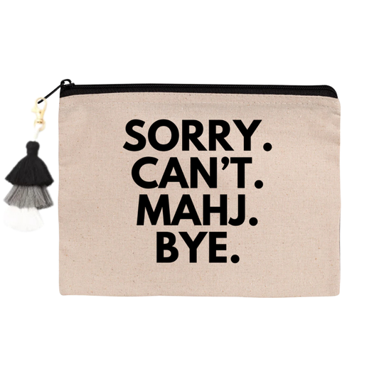 Mahjong Zippered Canvas Pouch