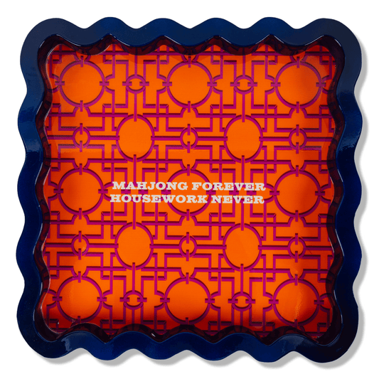 Mahjong large lacquer tray, handmade with hand-applied high-gloss lacquer layers