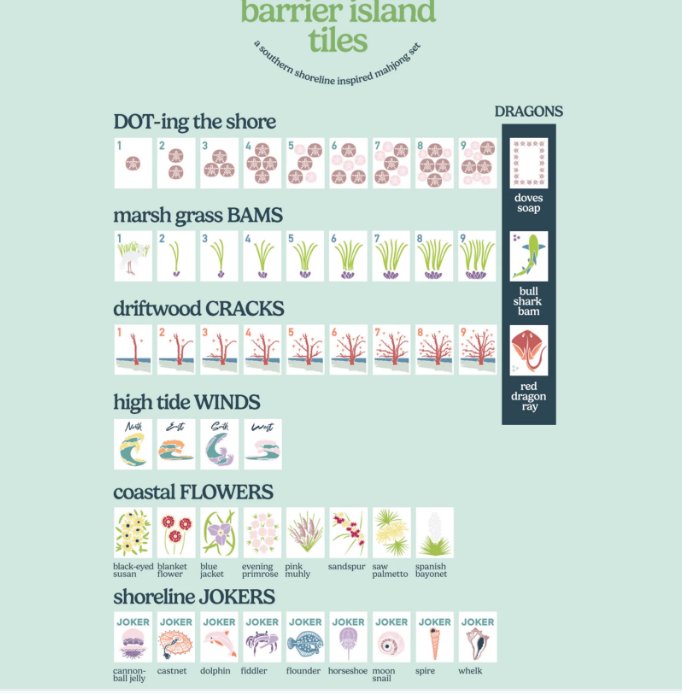 Middle + Main Barrier Island Tile Mahjong Set