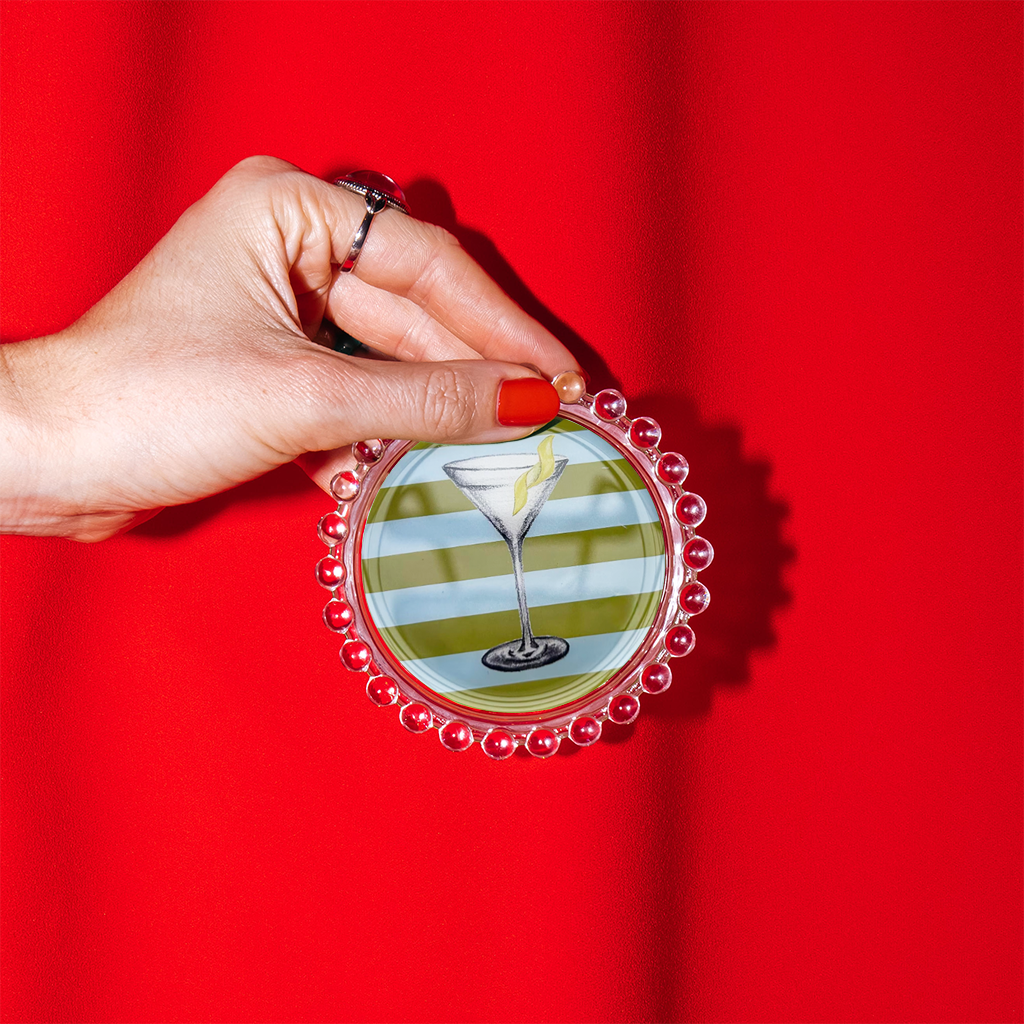 Striped Martini with a Twist Trinket Dish