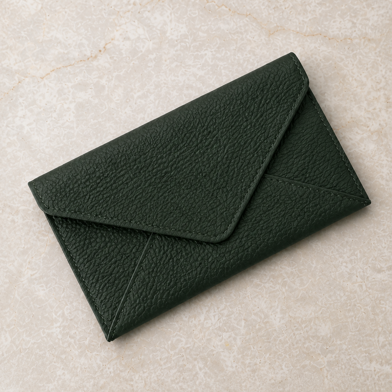 Racks & Raquets vegan leather mahjong card holder in Hunter Green, closed