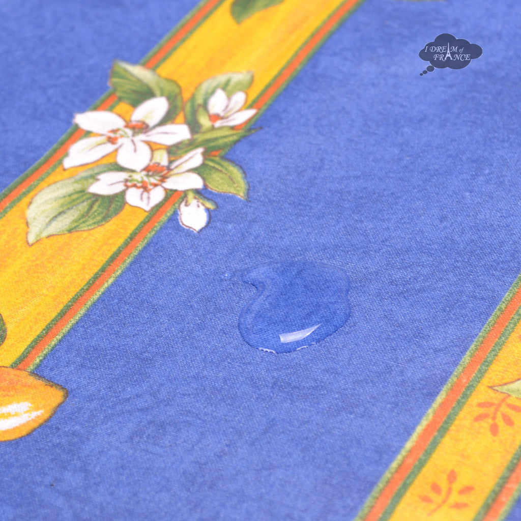 Lemons Blue Spill-Proof Mahjong Tablecloth (58")