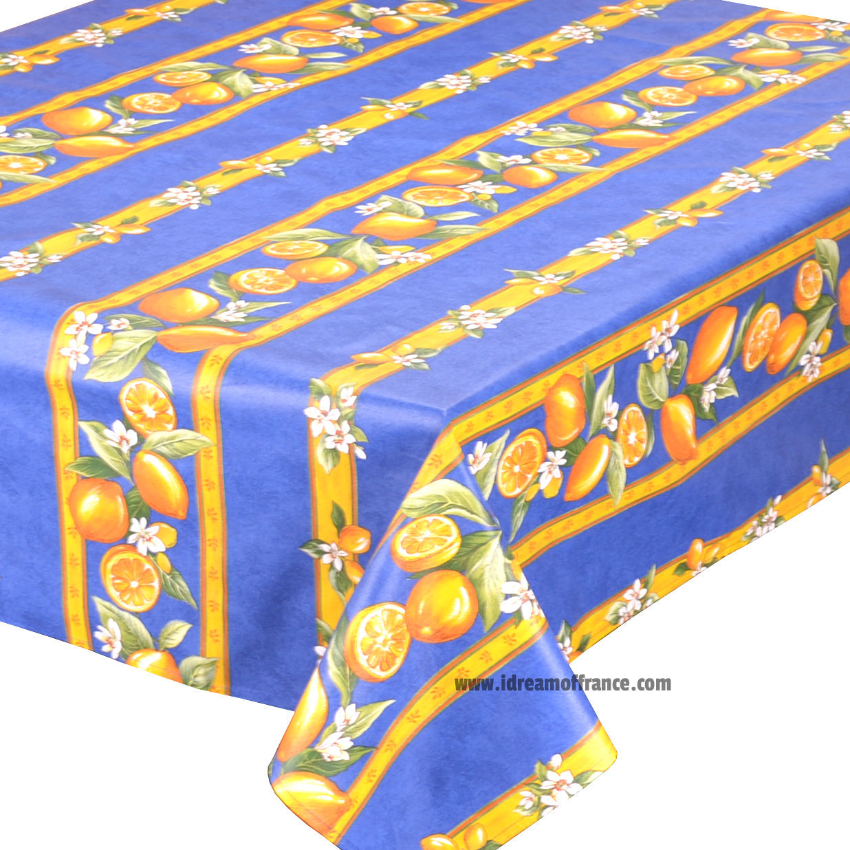 Lemons Blue Spill-Proof Mahjong Tablecloth (58")