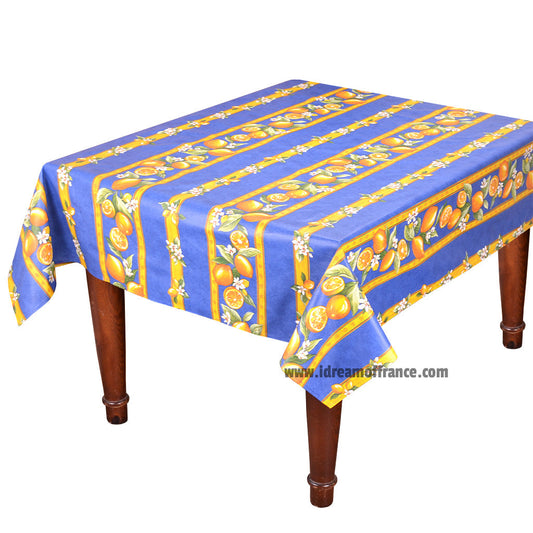 Lemons Blue Spill-Proof Mahjong Tablecloth (58")