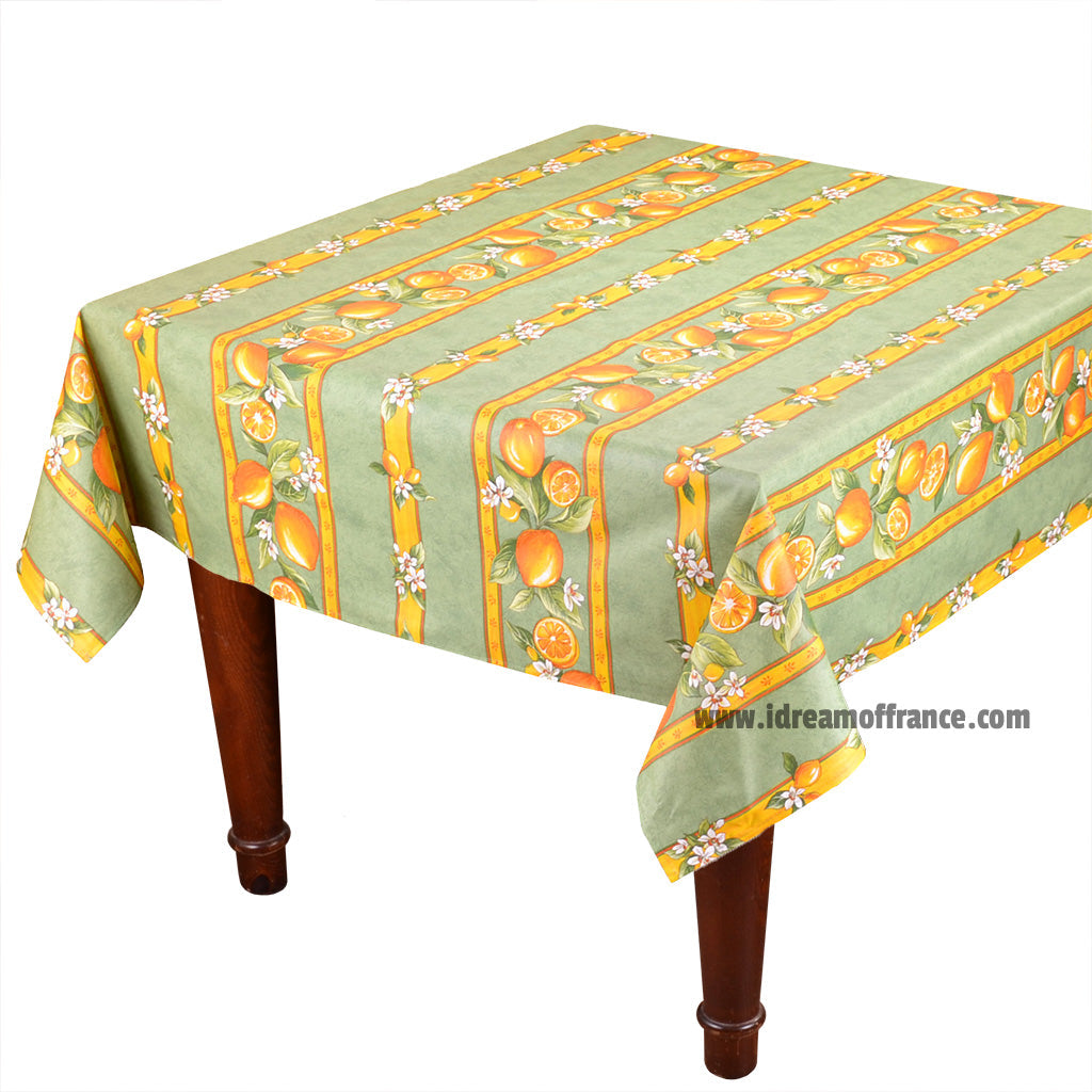 Lemons Green Spill-Proof Mahjong Tablecloth (58")