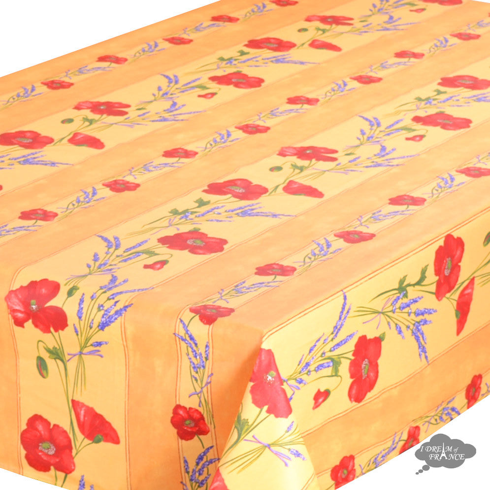 Poppies Yellow Spill-Proof Mahjong Tablecloth (58")