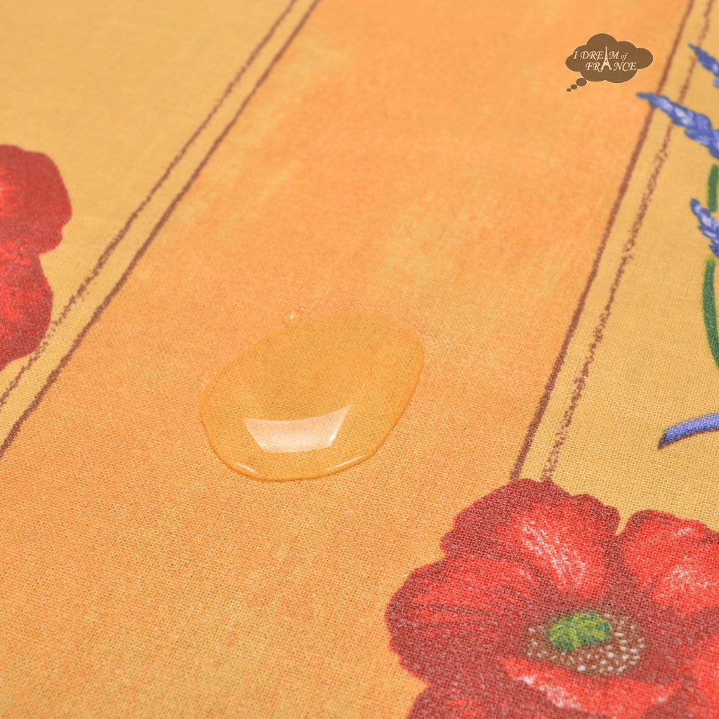 Poppies Yellow Spill-Proof Mahjong Tablecloth (58")